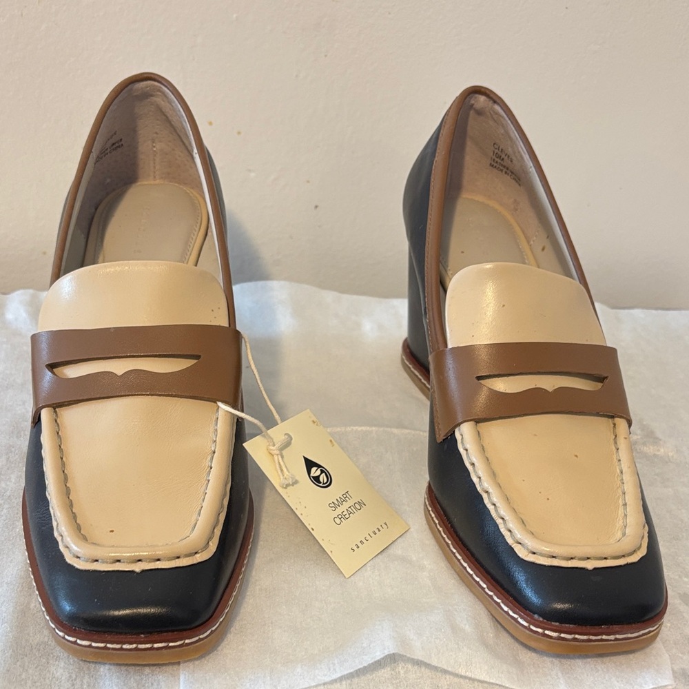 Sanctuary Cream and Brown Loafers